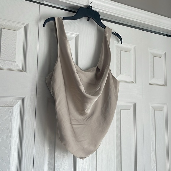 Rachel Zoe Cream Satin Cowl Neck Camisole Tank Top - Picture 2 of 4